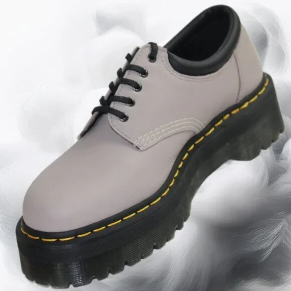 Dr. Martens 8053 Quad Retro Vintage Taupe Platform Derby Oxfords, Size 10 - Picture 6 of 12